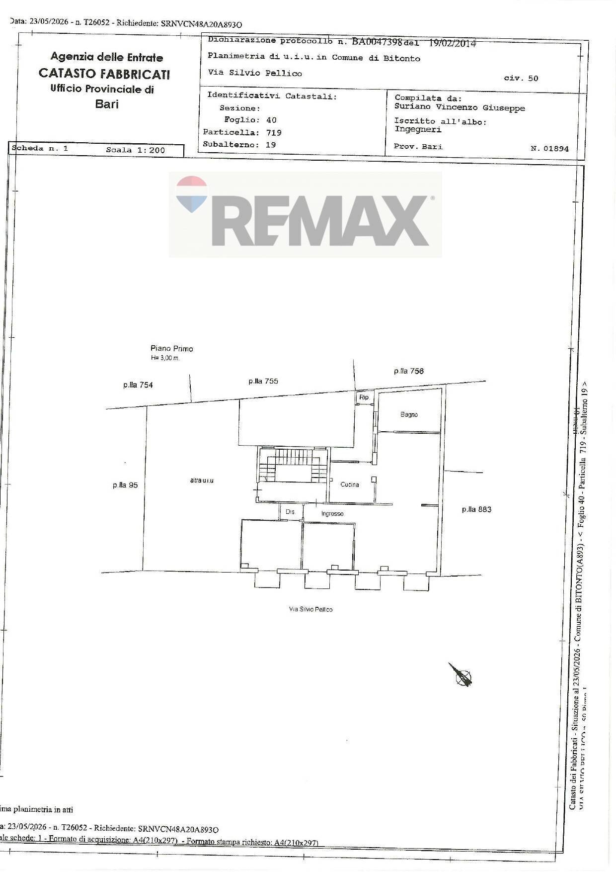 Pianta 2D - Four-room apartment Via Silvio Pellico
 
50, Bitonto - floor plans 1