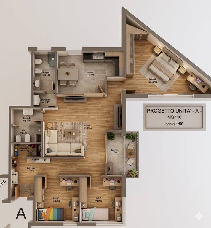 Planimetria - Quadrilocale via Dante Alighieri, 205, Taranto - foto 2
