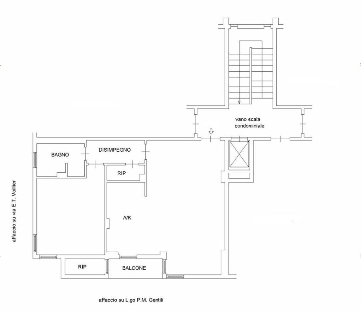 Two-room apartment via degli Ortaggi, 42, Roma - floor plans 1