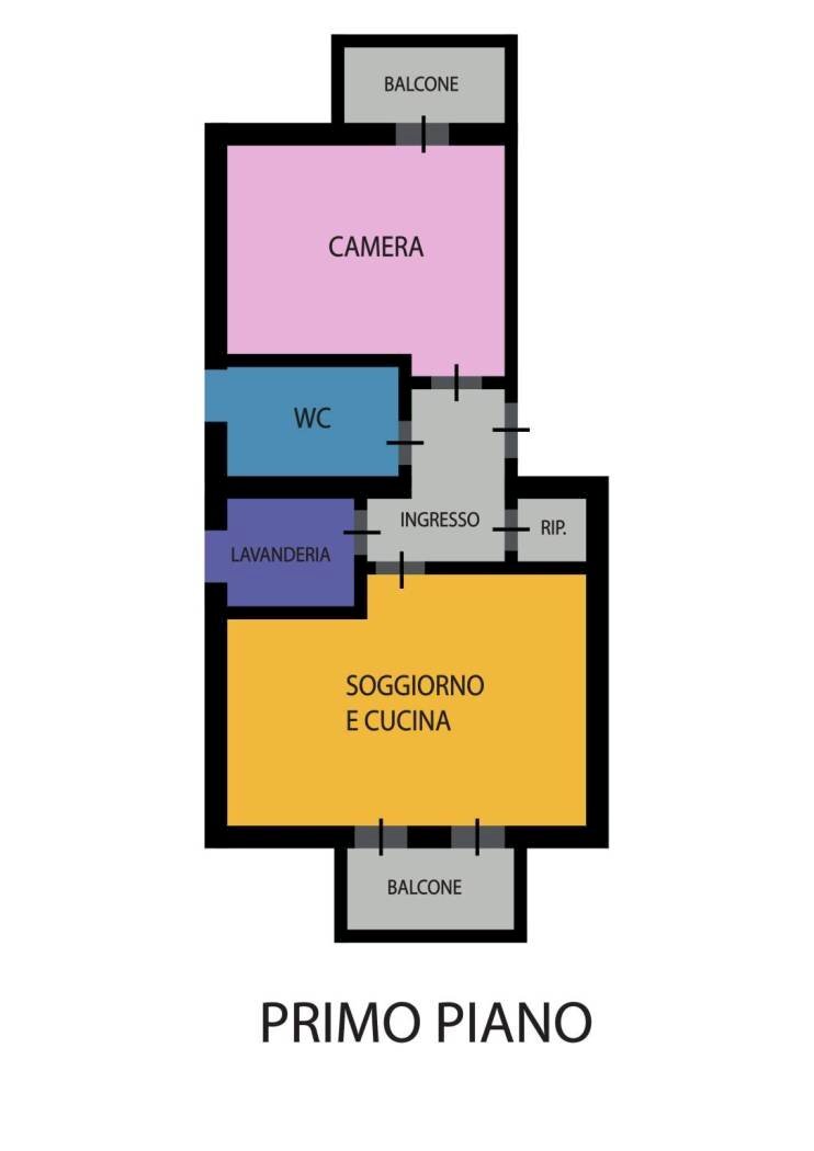 Two-room apartment via dei Poggi, Ravenna - floor plans 1
