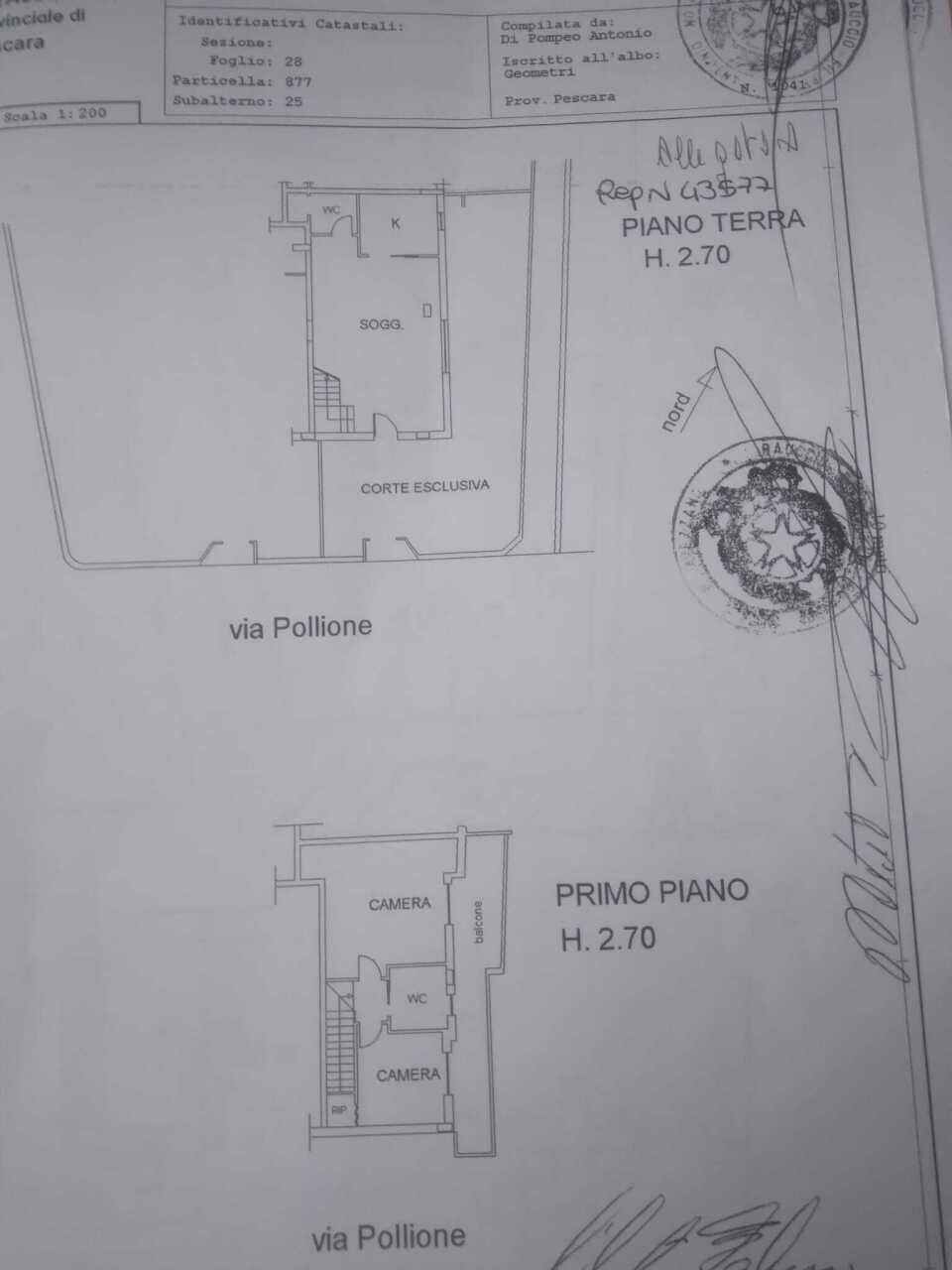 pln via pollione graziani n. 30 - Quadrilocale Via Caio Asinio Pollione 28, Pescara - planimetria 1