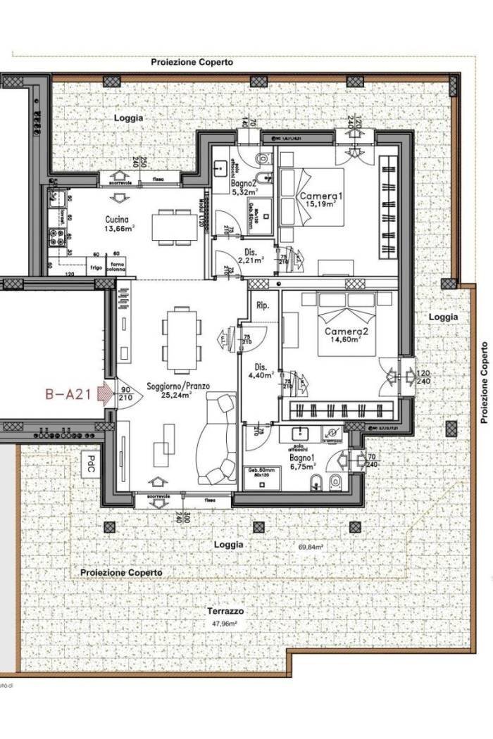 Trilocale Via Ghiaradino 1B, Granarolo dell'Emilia - planimetria 1