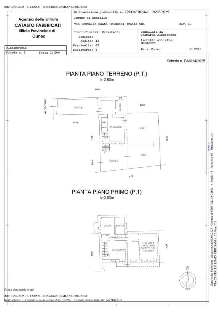 Casale Via Centallo 32, Centallo - floor plans 1