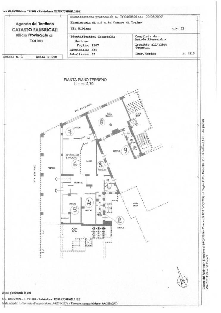 Locale Commerciale Via Bibiana 52, Torino (zona Borgo Vittoria) - planimetria 1