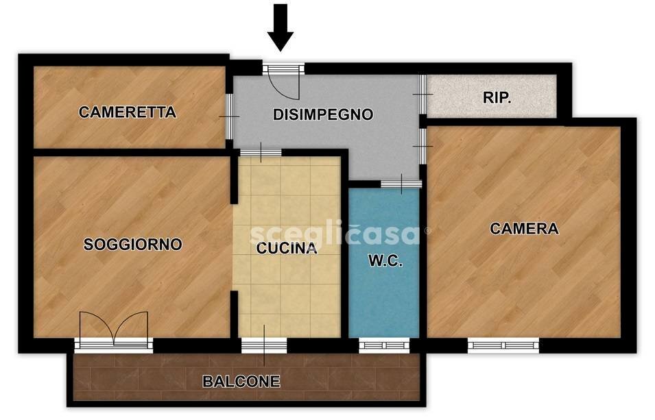 Foto 2 - Three-room apartment Via Giacomo Leopardi
 
49, Carini - floor plans 1