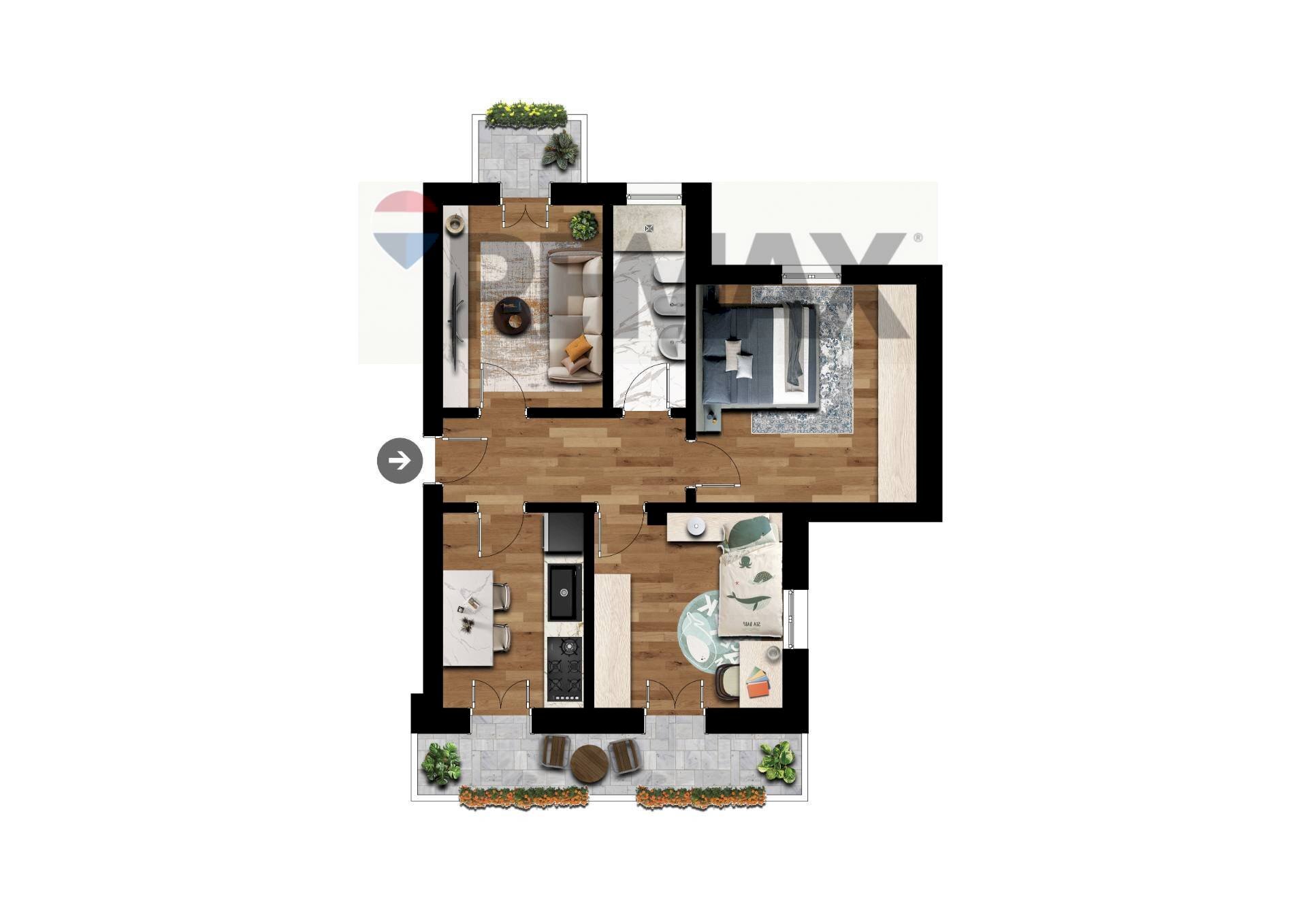 Pianta 2D - Three-room apartment Via Botto
24, Roncola - photo 2