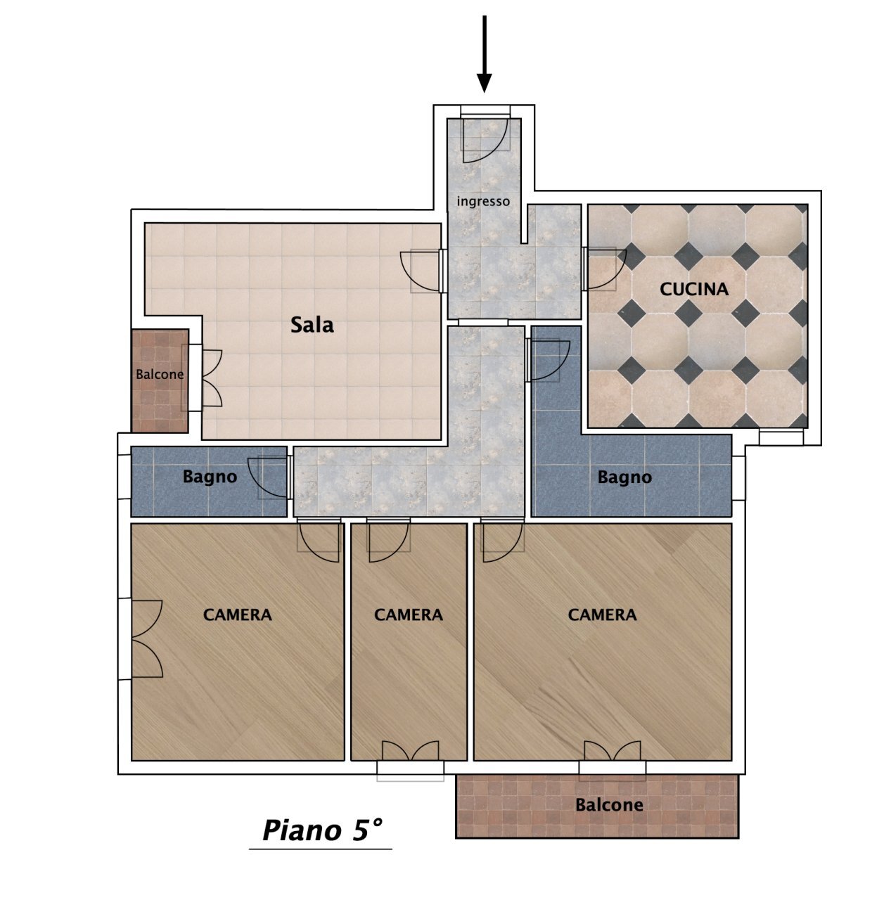 Planimetria - Quadrilocale Viale A. Gramsci 232, Modena (zona Crocetta) - planimetria 1