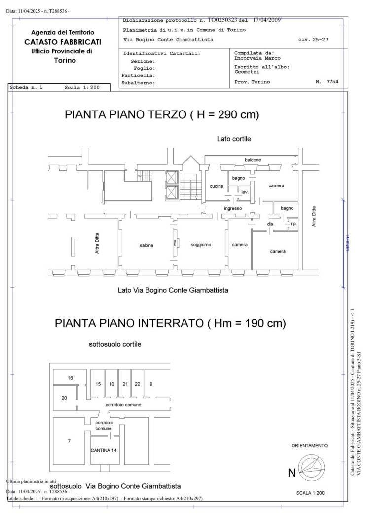 Apartment via Conte Giambattista Bogino, 25, Torino (neighborhood Centro) - floor plans 1