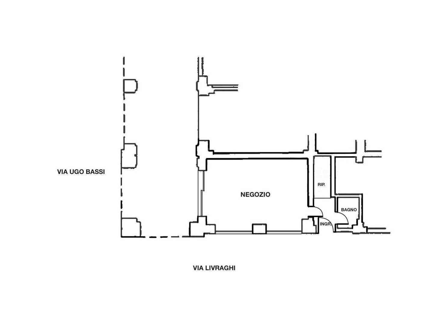 Negozio via Ugo Bassi, 6/i, Bologna (zona Centro Storico) - planimetria 1