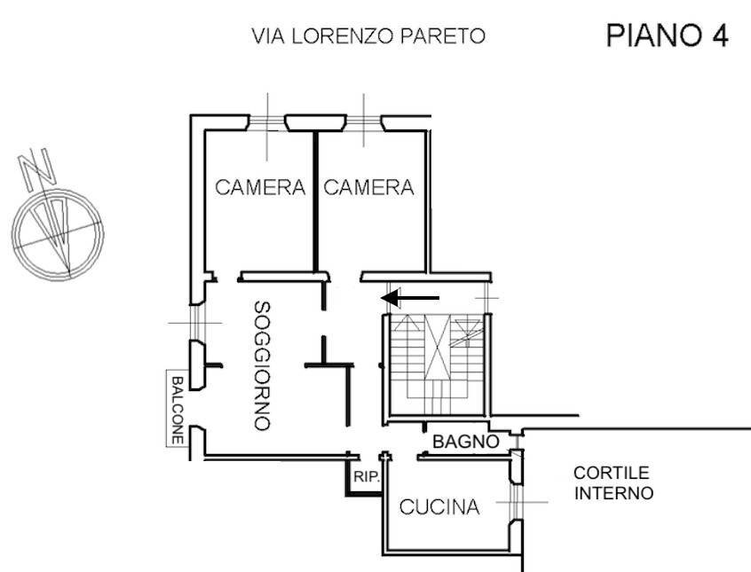 Appartamento via Lorenzo Pareto, 5, Genova (zona Foce) - planimetria 1