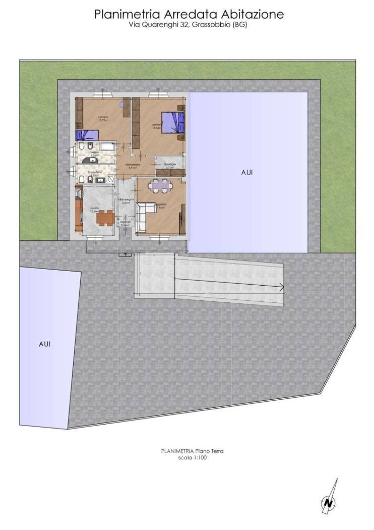 Appartamento via Quarenghi, 30, Grassobbio - planimetria 1
