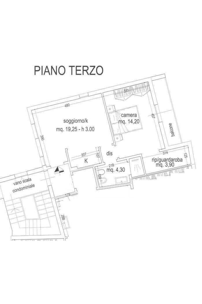 planimetria - Two-room apartment Via Attavante, Firenze - floor plans 1
