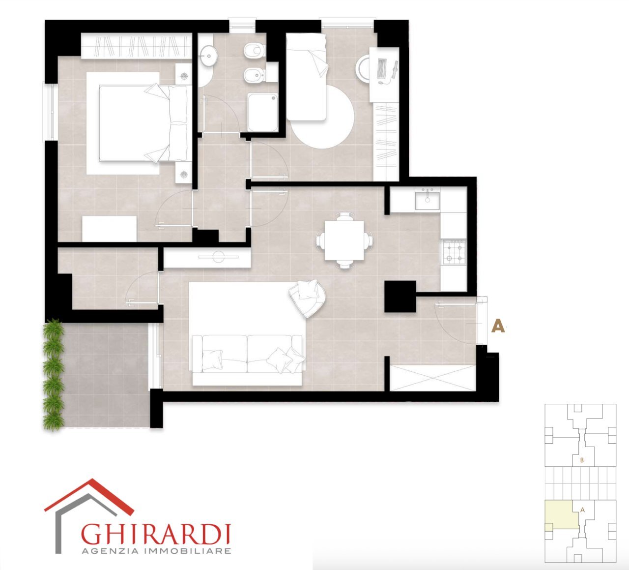 PLAN A TRILOCALE 1 - Trilocale Via Chiaravagna 28, Genova (zona Sestri Ponente) - planimetria 1