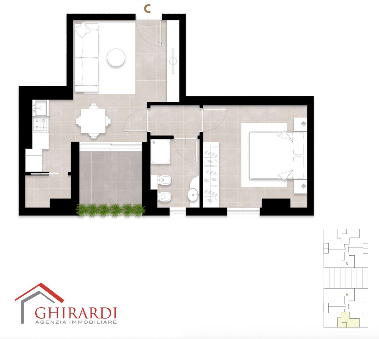 PLAN A BILOCALE 1 - Appartamento Via Chiaravagna 28, Genova (zona Sestri Ponente) - planimetria 1