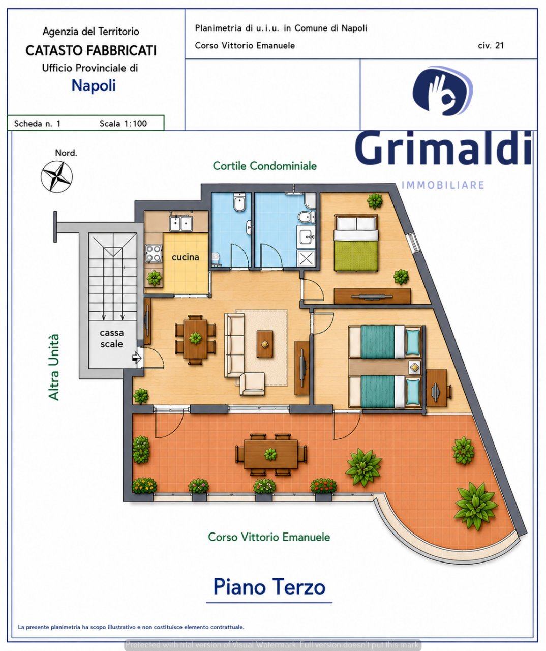 PLN - Attico Corso Vittorio Emanuele, Napoli - planimetria 1