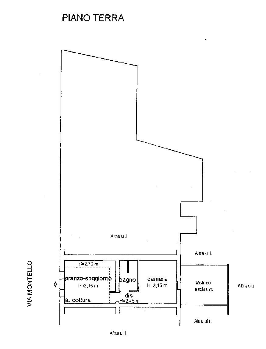 Bilocale via Montello, 2, Bologna (zona Saffi) - planimetria 1