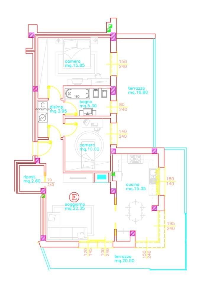 Trilocale Via Pietro Nenni, Castel Bolognese - planimetria 1