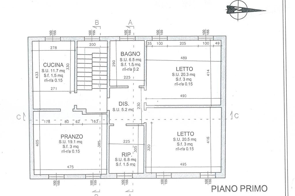 Four-room apartment Via Marzaglia, Formigine - floor plans 1