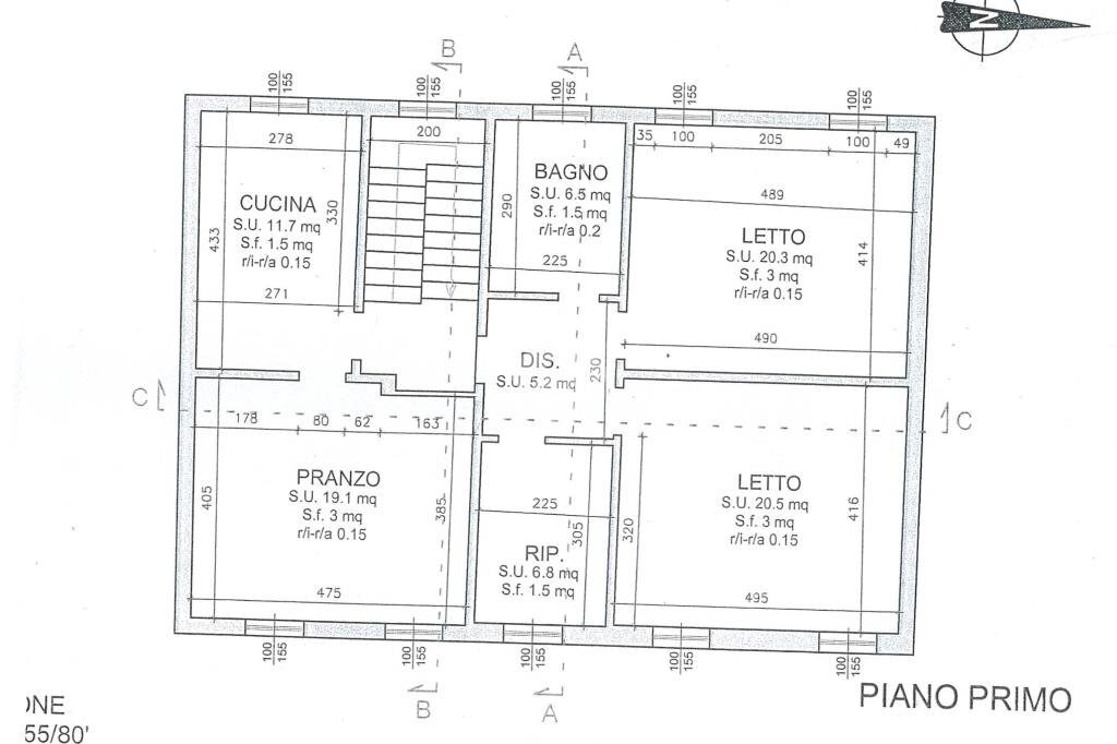 Four-room apartment Via Marzaglia, Formigine - floor plans 1