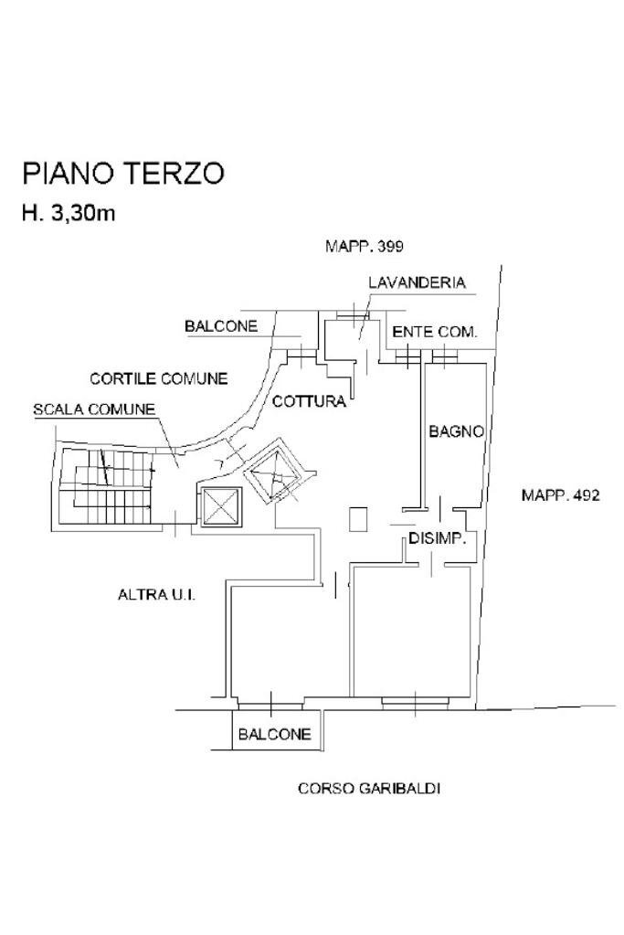 Trilocale Corso Garibaldi, Milano (zona Brera) - planimetria 1