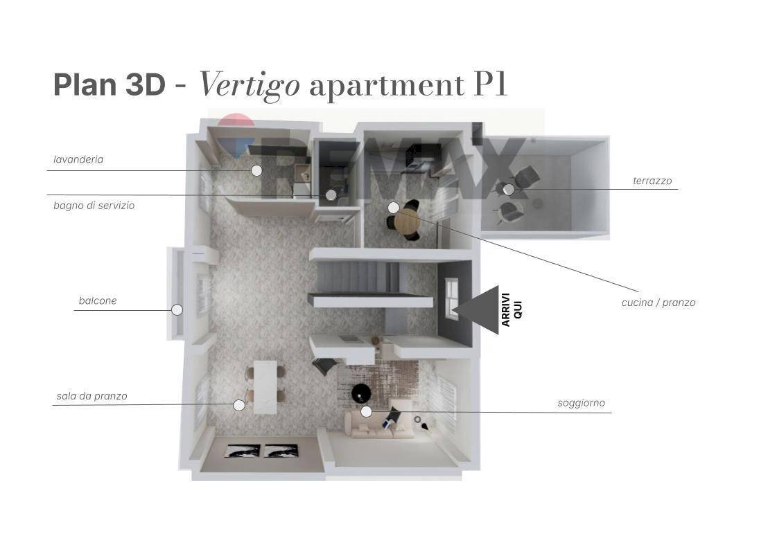 Pianta 3D - Appartamento Via Zanardelli
 
168, Viareggio - planimetria 1