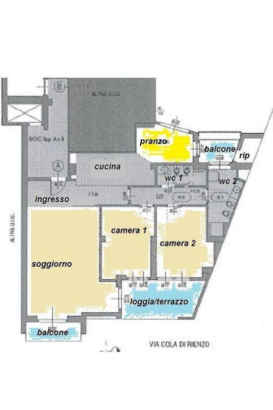 Quadrilocale via Cola di Rienzo, 46, Milano - planimetria 1