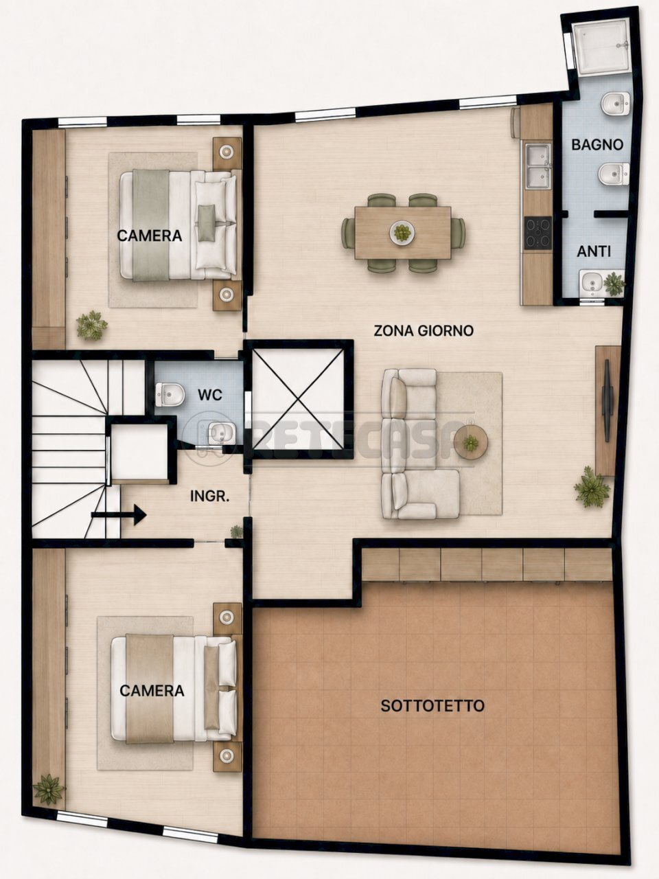 planimetria in grafica - Appartamento Contrà Santa Barbara, Vicenza - planimetria 1