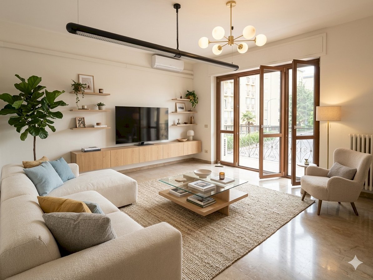 Render zona giorno - idea arredo - Three-room apartment Via Giacomo Leopardi 16, Erba - photo 1