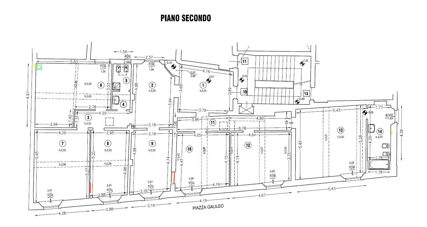 Office piazza Galileo Galilei, 4, Bologna (neighborhood Centro Storico) - floor plans 1