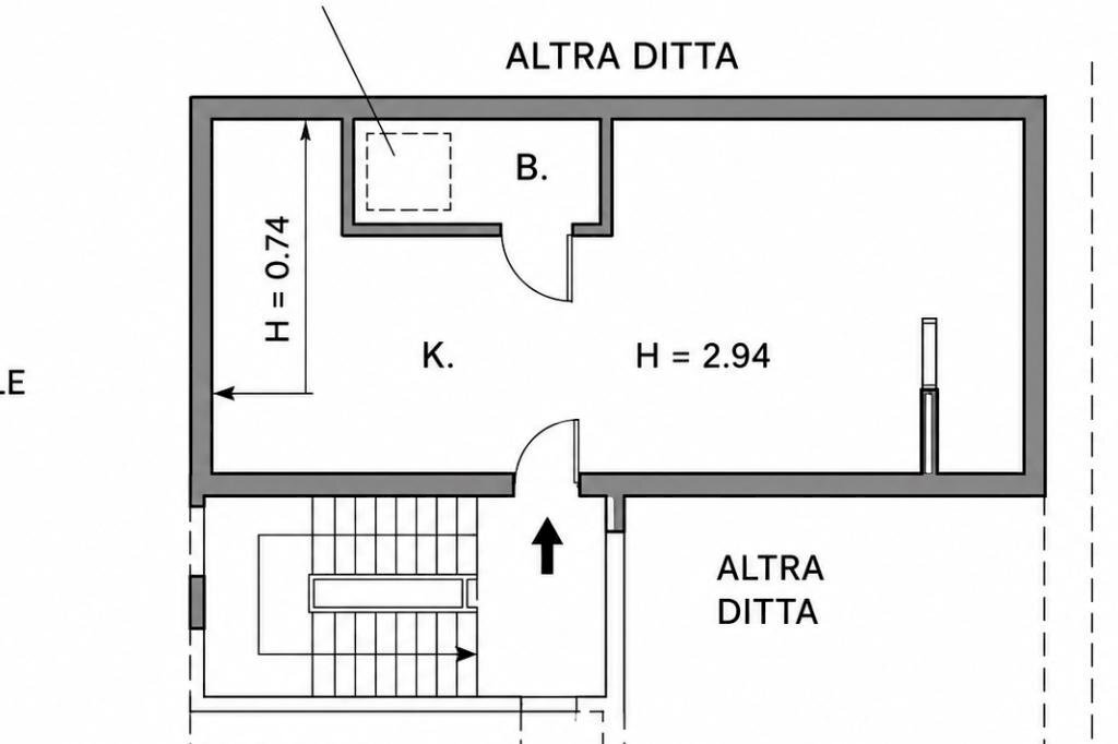 One-room apartment Piazza Sant'Agostino, Milano (neighborhood San Vittore) - floor plans 1