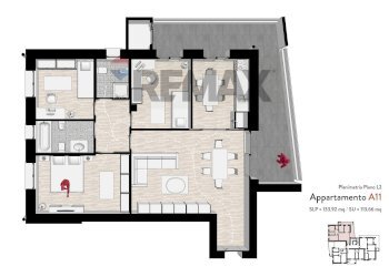Pianta 2D - Quadrilocale via Pregnana
 
63, Rho - foto 2