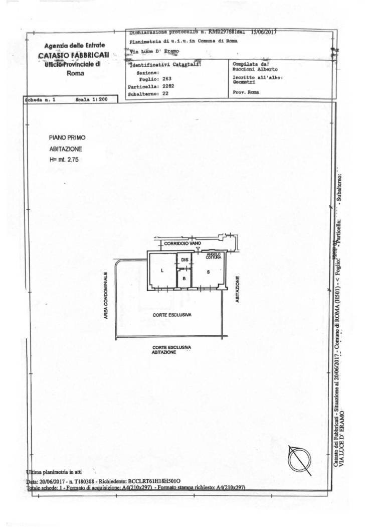 Bilocale via Luce D'Eramo, Roma (zona Casal Boccone) - planimetria 1