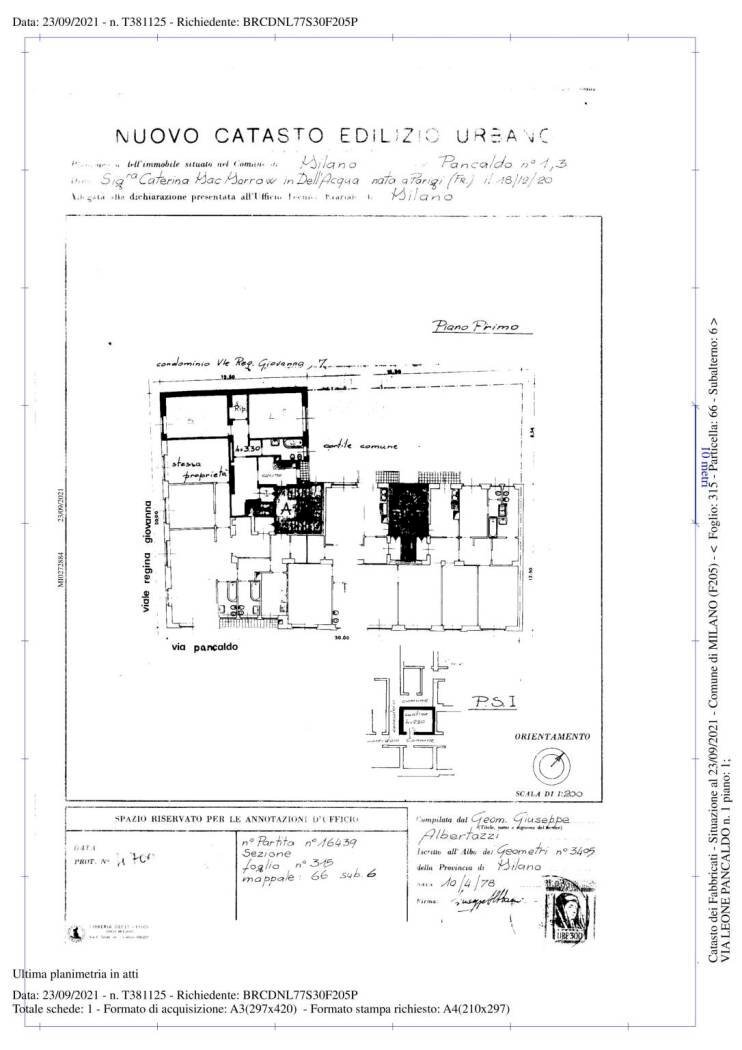 Trilocale via Leone Pancaldo, 1, Milano - planimetria 1
