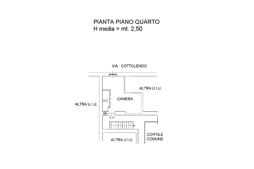 One-room apartment Via S. Giuseppe Benedetto Cottolengo, Torino (neighborhood Aurora) - floor plans 1