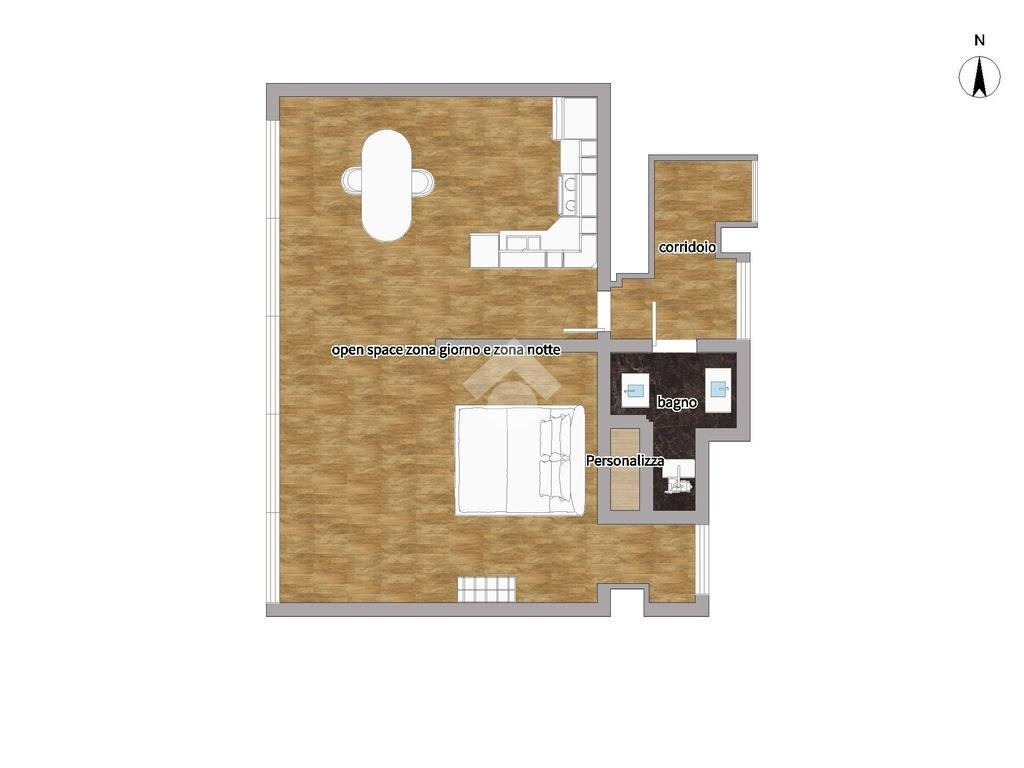 Two-room apartment Via bergognone, Milano (neighborhood Solari) - floor plans 1