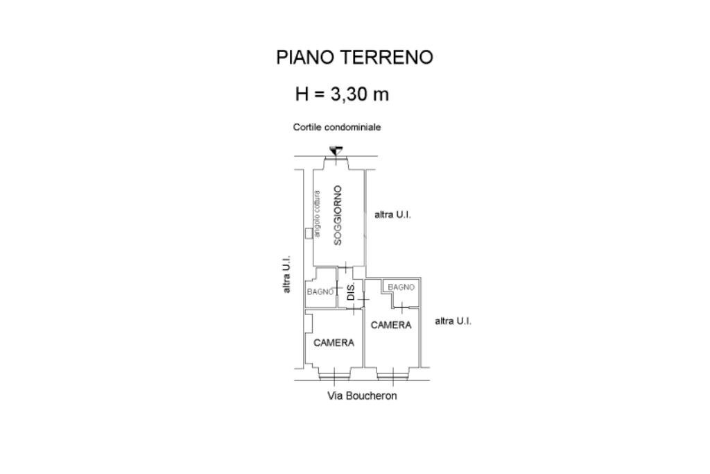 Trilocale Via Carlo Boucheron, Torino (zona Quadrilatero Romano) - planimetria 1