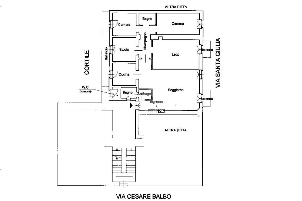Appartamento Via Cesare Balbo, Torino (zona Vanchiglia) - planimetria 1