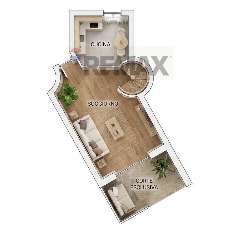 Pianta 3D - Three-room apartment Pisogne - floor plans 1