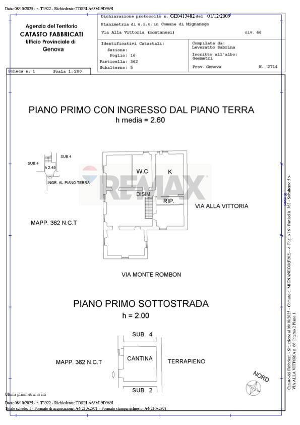 Pianta 2D - Casa semi indipendente Via alla Vittoria
 
66, Mignanego - planimetria 1