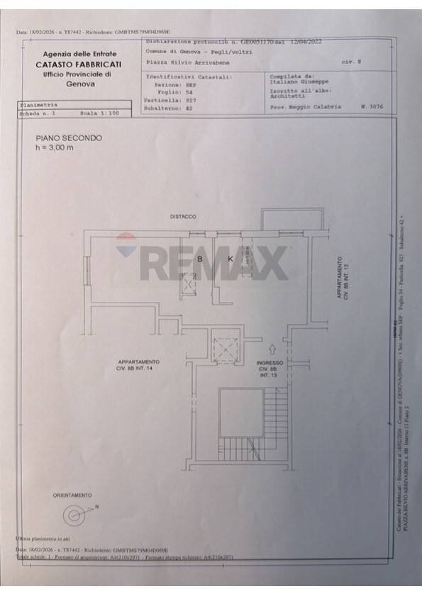 Pianta 2D - Bilocale Piazza Silvio Arrivabene
 
8B, Genova - planimetria 1
