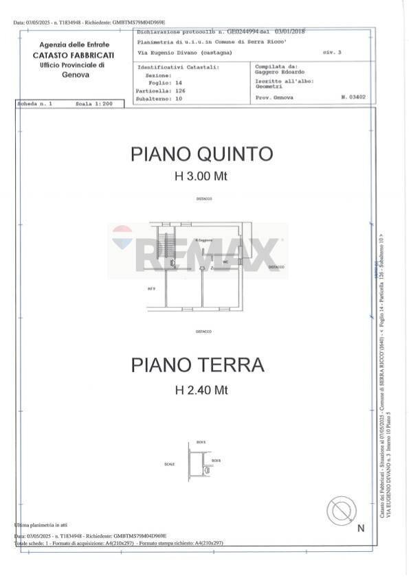 Pianta 2D - Appartamento Via Eugenio Divano
 
3, Serra Riccò - planimetria 1
