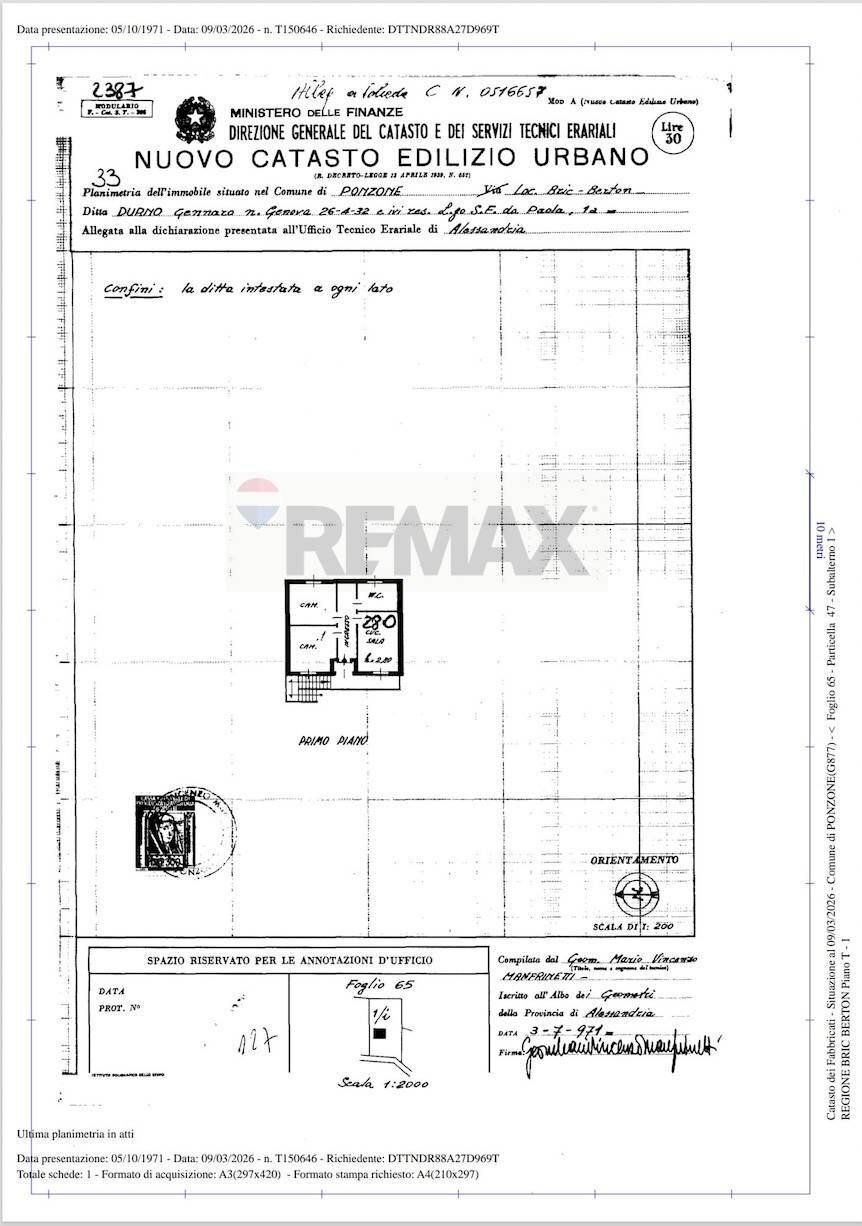 Pianta 2D - Casa indipendente Strada Provinciale la Brentina
 
210, Ponzone - planimetria 1