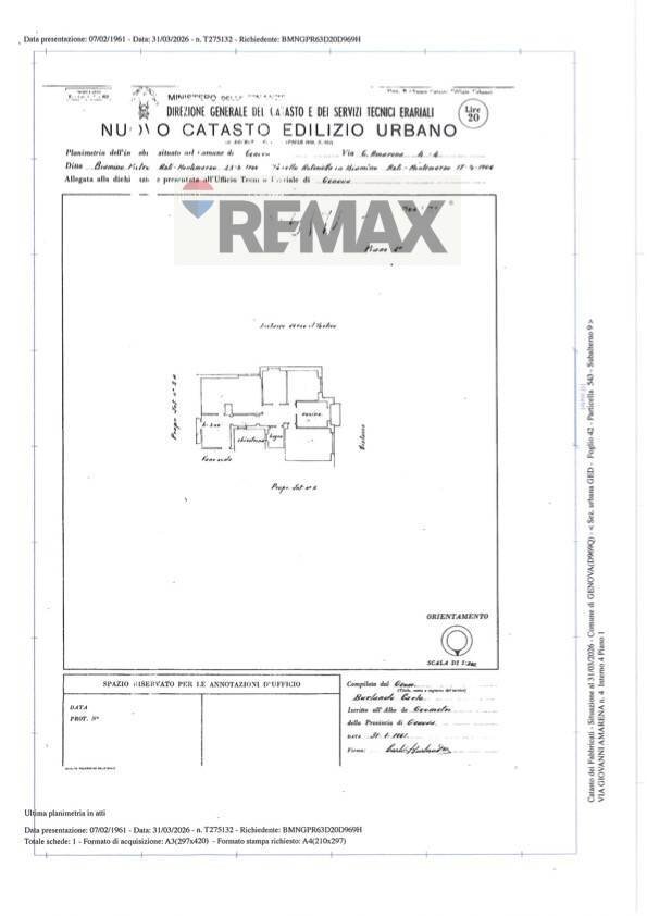 Pianta 2D - Appartamento Via Giovanni Amarena
 
4, Genova - planimetria 1