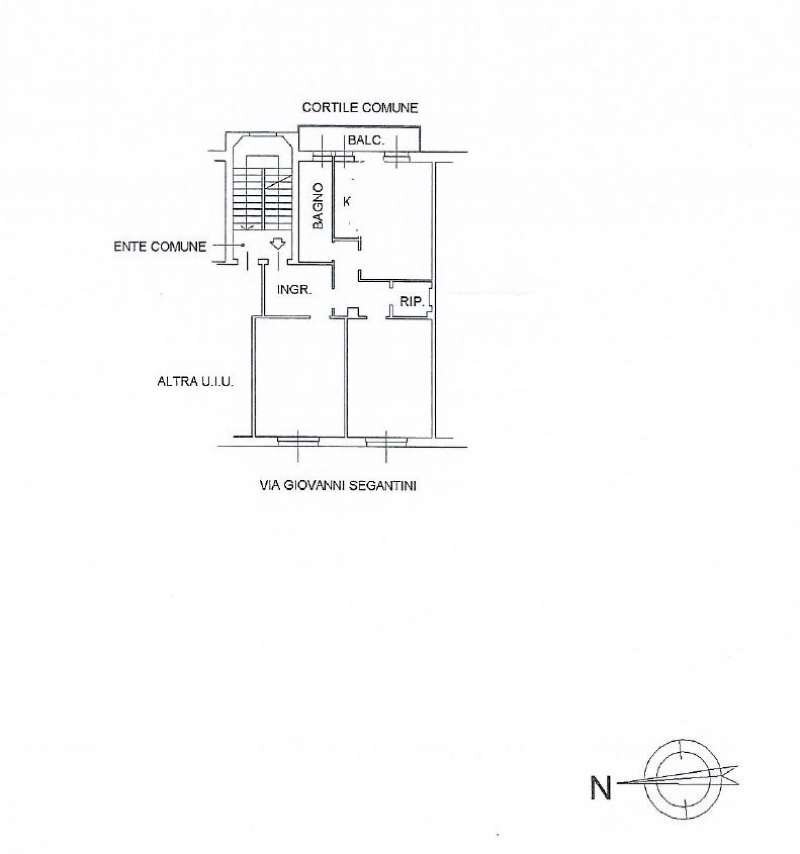 seganrini 75 plan - Trilocale via Segantini, Milano - planimetria 1