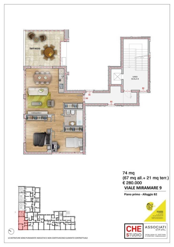 Three-room apartment viale Miramare, 9, Trieste - floor plans 1