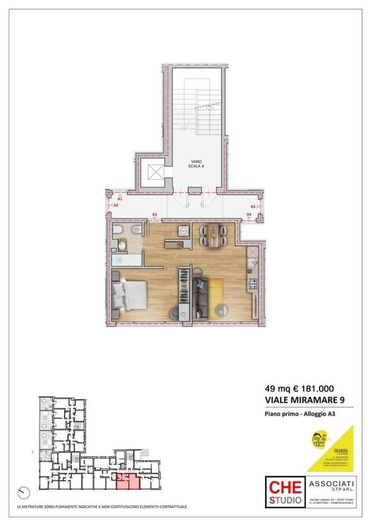Appartamento viale Miramare, 9, Trieste - planimetria 1