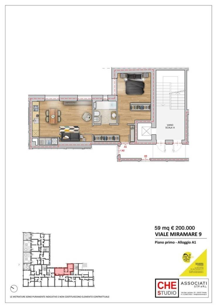 Two-room apartment viale Miramare, 9, Trieste - floor plans 1