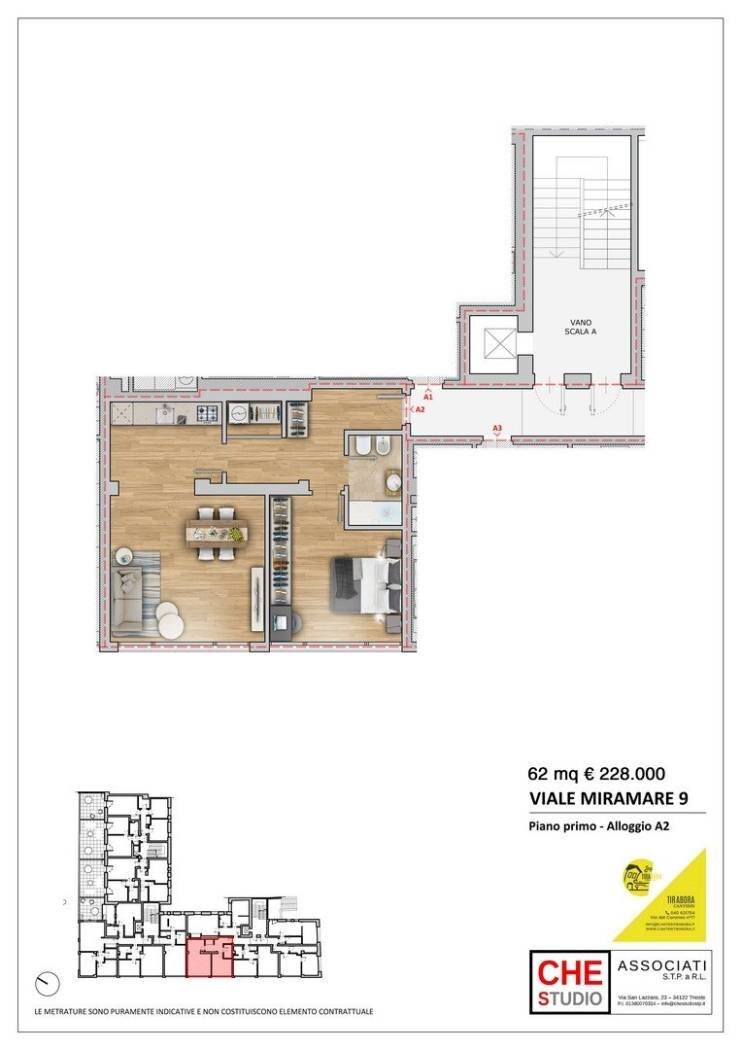 Two-room apartment viale Miramare, 9, Trieste - floor plans 1