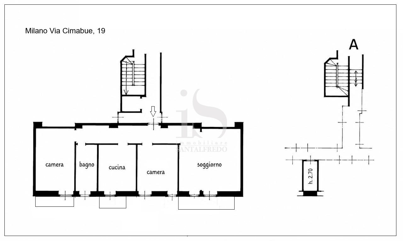 One-room apartment VIA CIMABUE, 19, Milano - floor plans 1