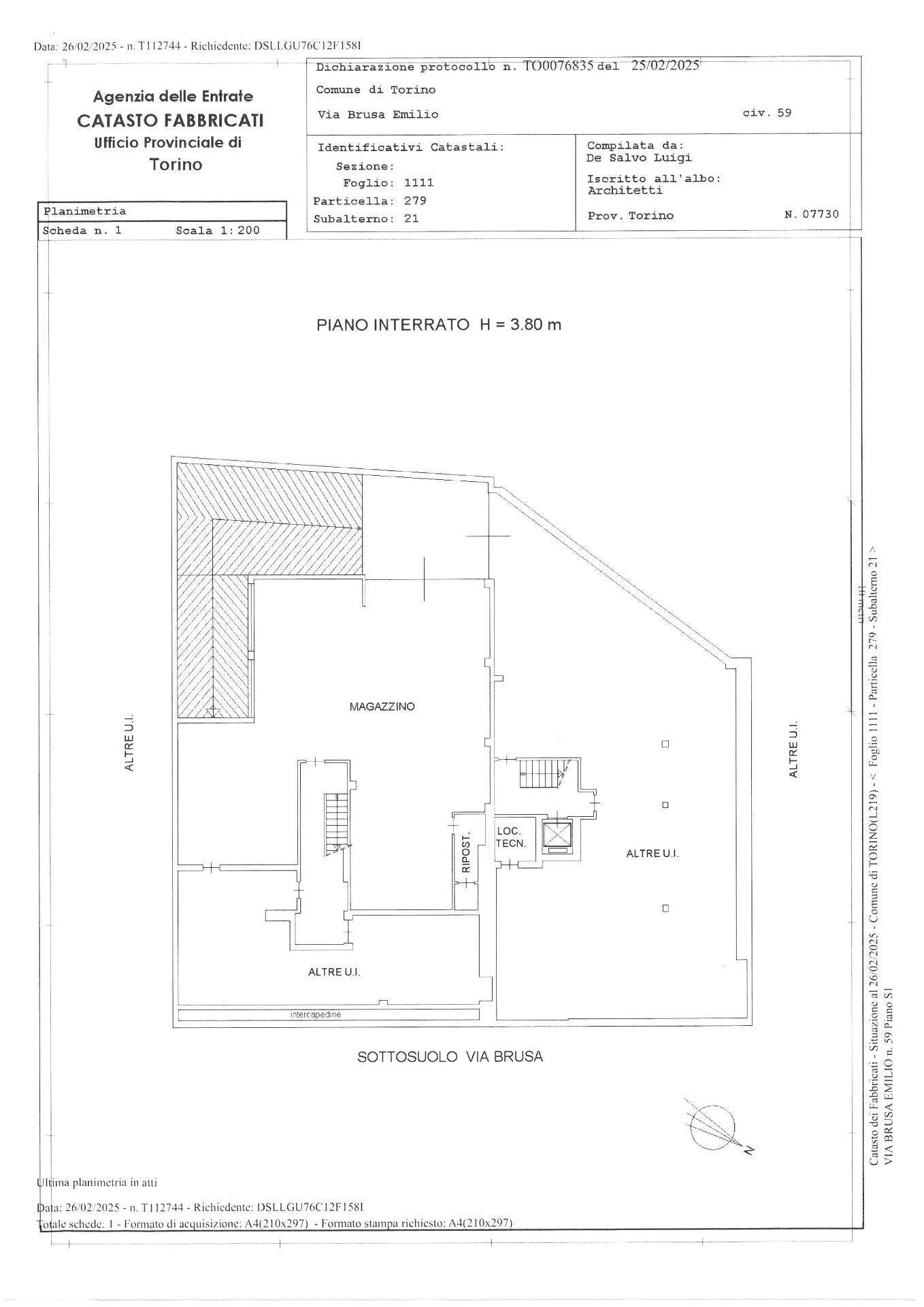 Foto 21 - Magazzino Via Brusa
 
59, Torino - planimetria 1